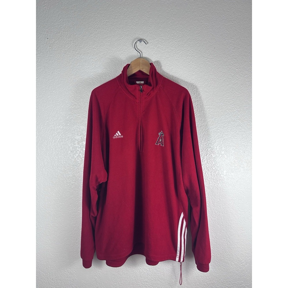 Adidas ClimaWarm Los Angeles Angels 1/4 Zip Fleece Pullover Red Men's XL